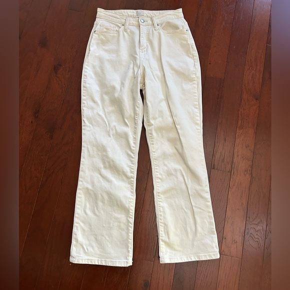 A New Day Womens cream straight leg high rise jeans sz 4/27 stretchy 98% cotton - Picture 9 of 9